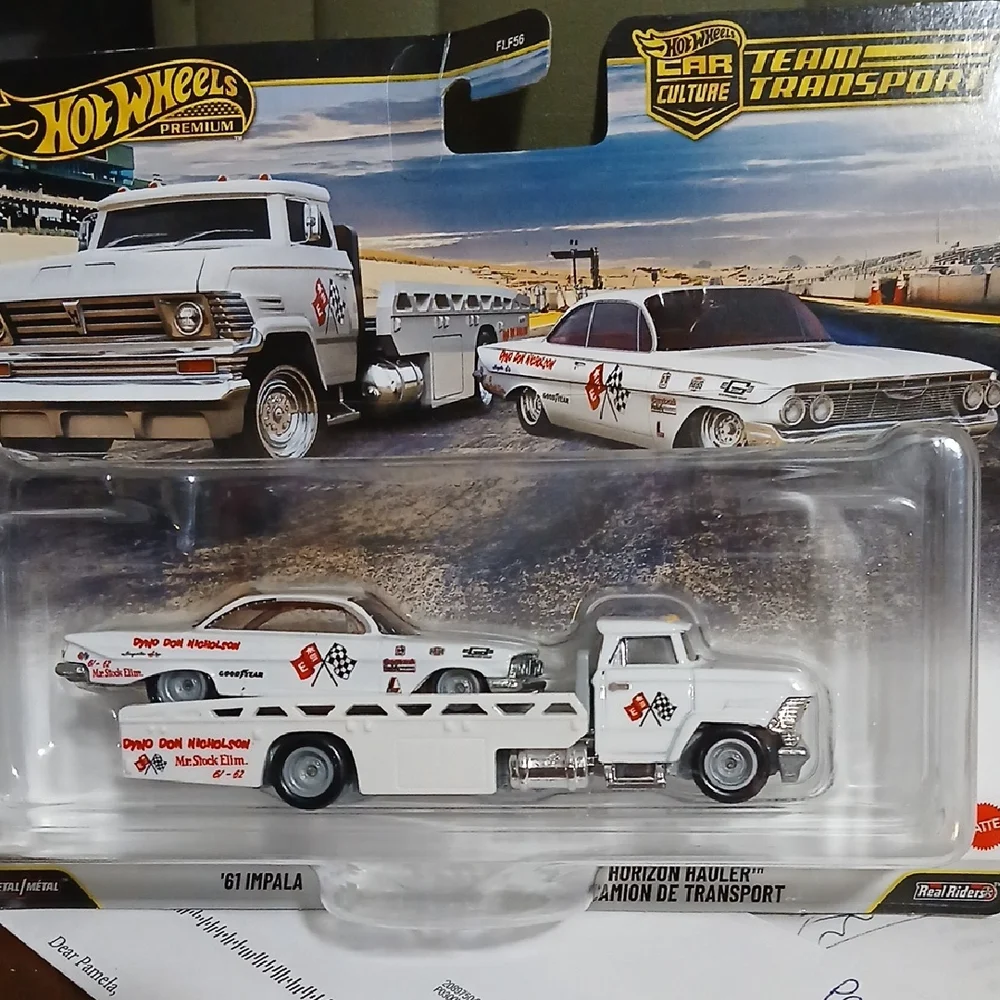 Hot Wheels PREMIUM .. DYNO DON '61 Impala and Horizon Hauler TEAM TRANSPORT Set